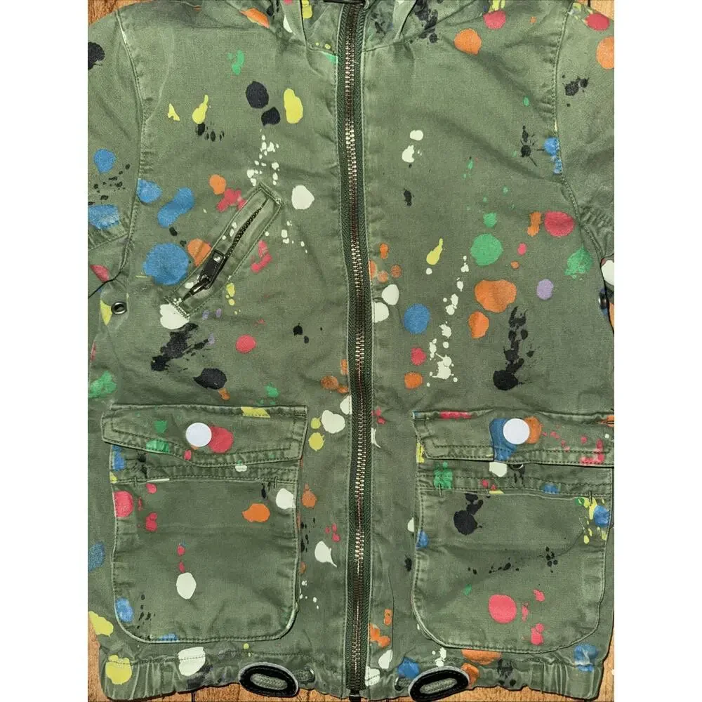 Stell McCartney Kids Military Paint Splatter Jacket Green 2 Years Old 12x16